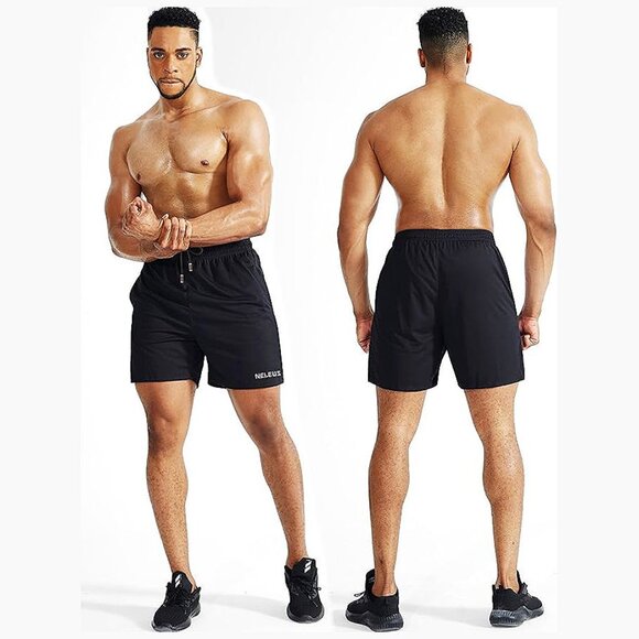 Men's 7 inch Lightweight Workout Running Shorts 6058# 3 Pack: Black,grey,blue - Picture 7 of 7